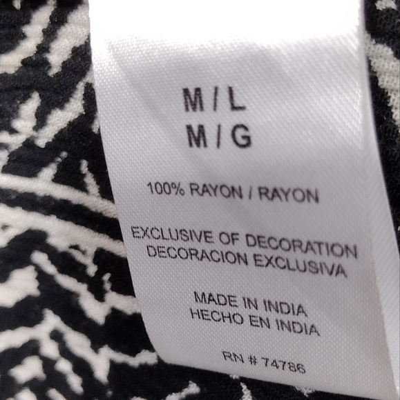 Bila Artsy Open Front Kimono Women's M/L Black White Festival Boho Coastal Retro - Picture 8 of 8